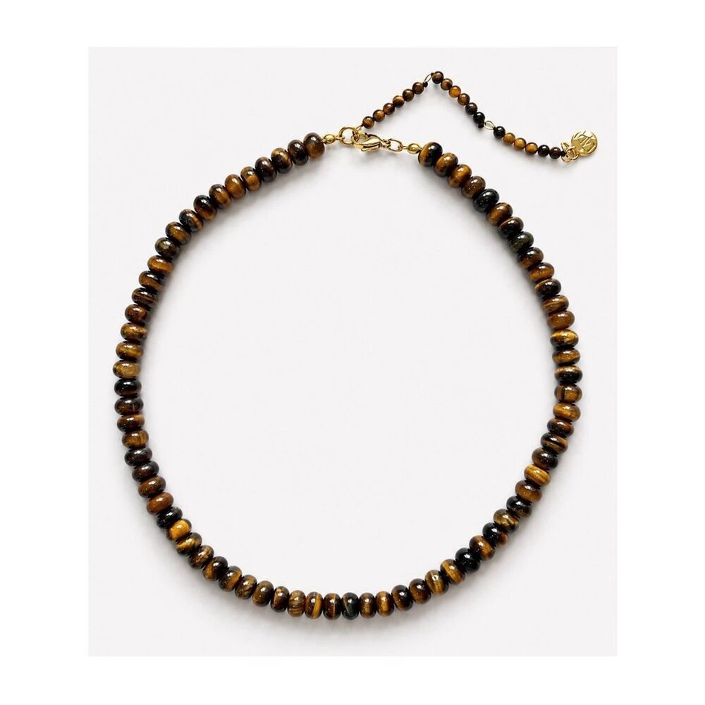 Tiger Eye Bead Necklace - Brown